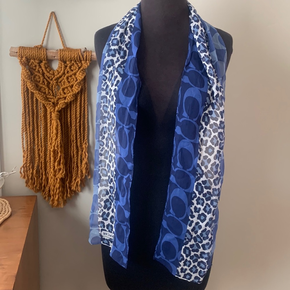 COACH Blue cheetah print scarf